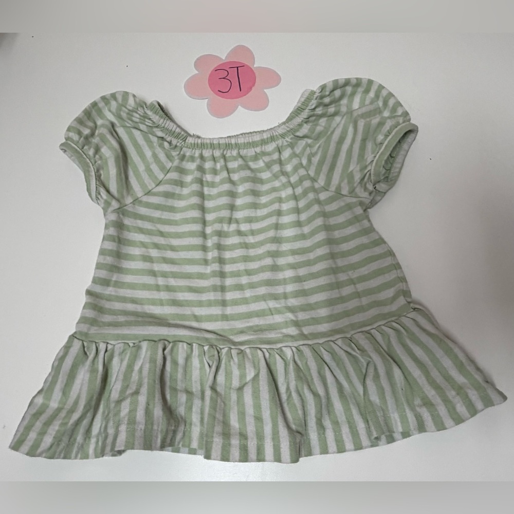 Cat & Jack Green and White Striped Short Sleeve Tee